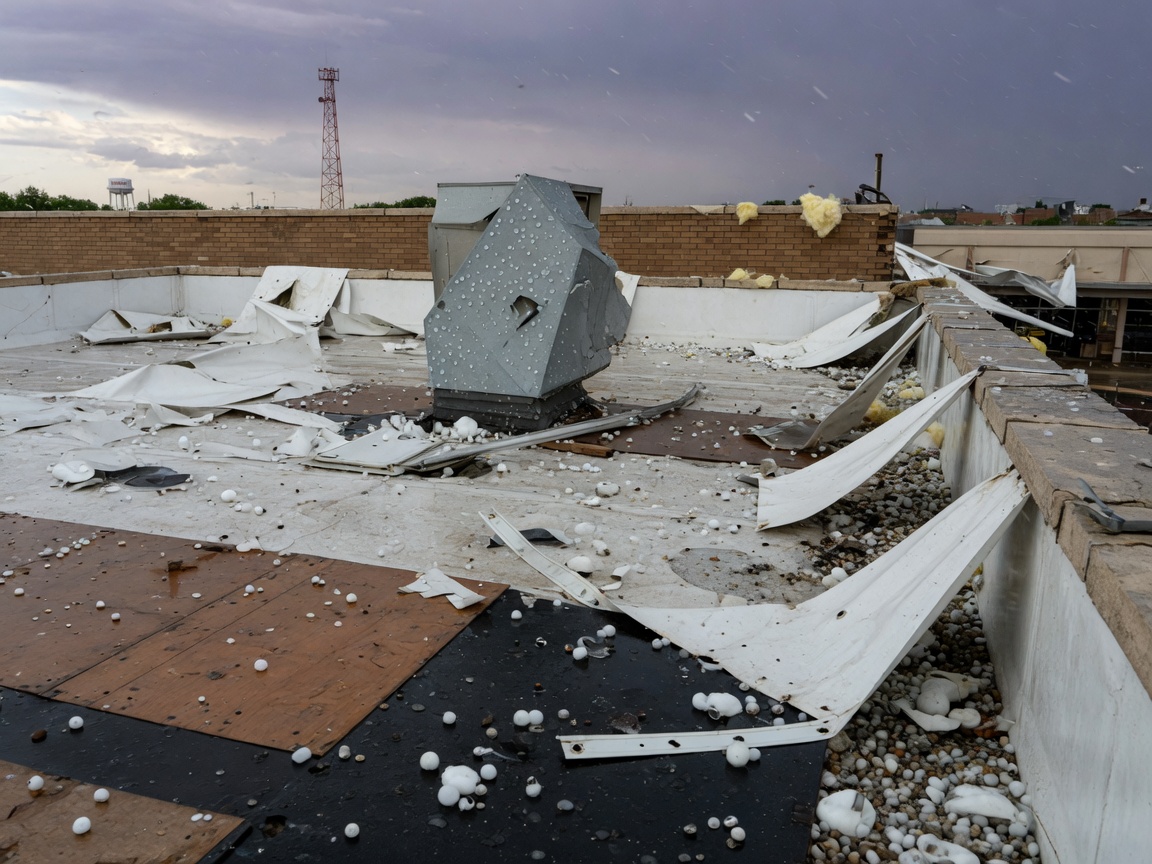 How Hail and High Winds Damage Flat Roofs in Waco